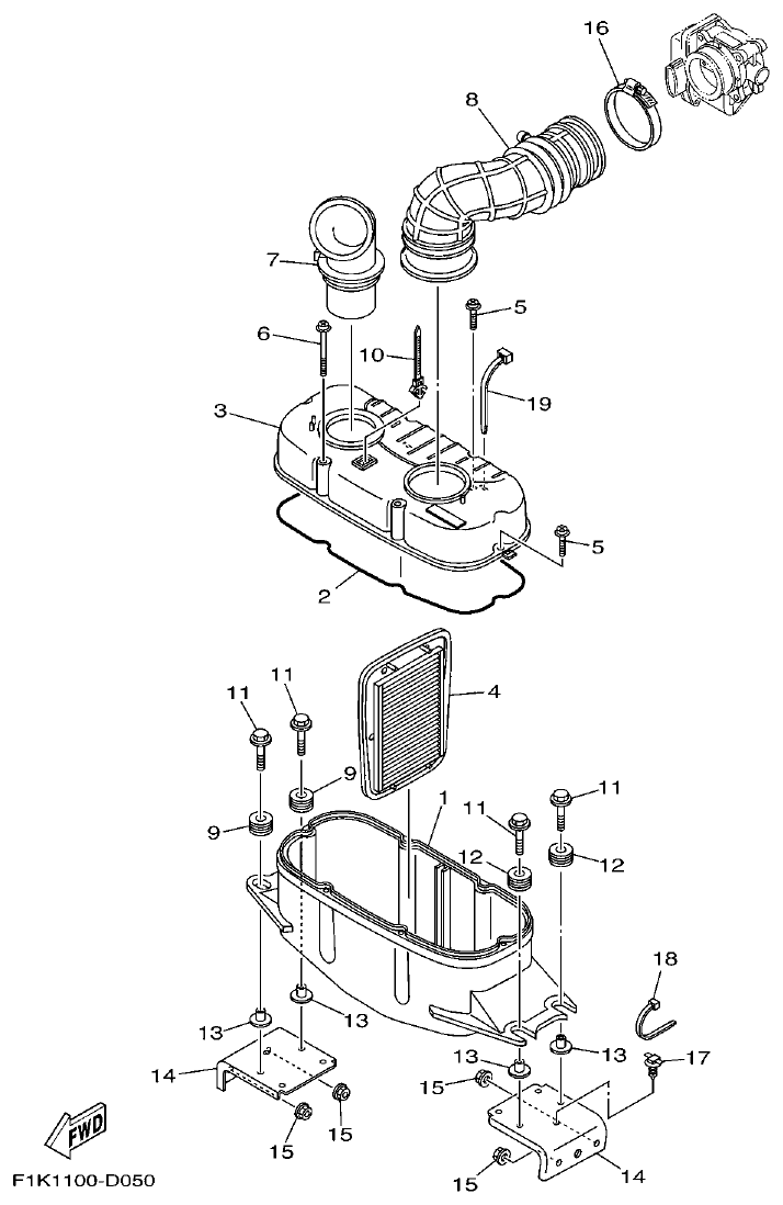 Yamaha F1KB INTAKE parts diagram